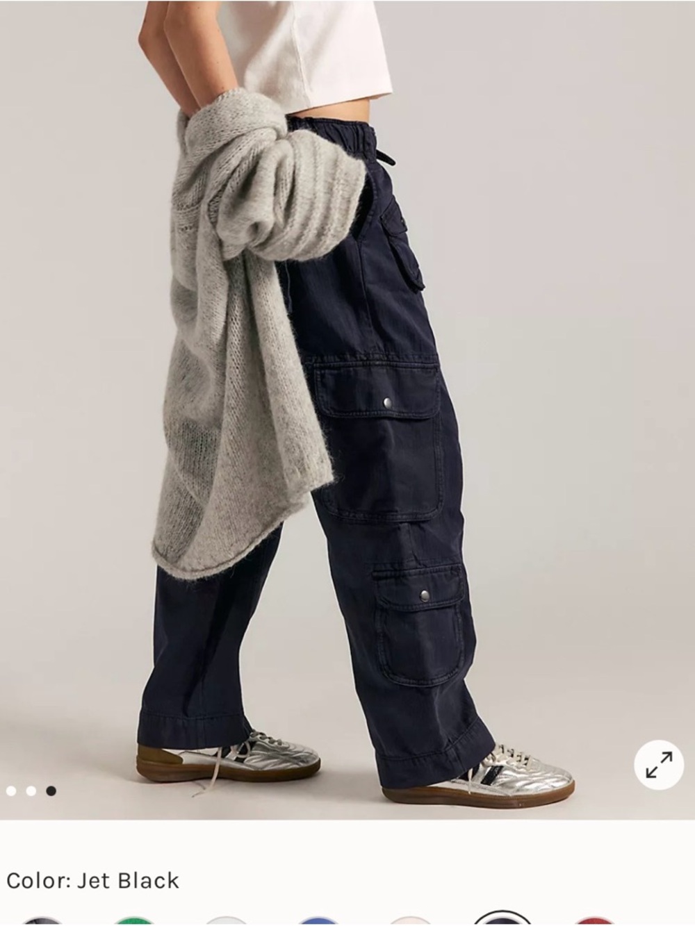 FREE PEOPLE Tahiti Cargo Pocket Utility Pants - Black and Dusty Rose - Picture 7 of 12